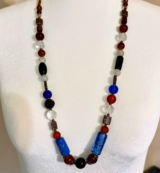 Glass Beaded Necklace | Eclectic Bohemian Handmade Jewelry - Distinct Designs