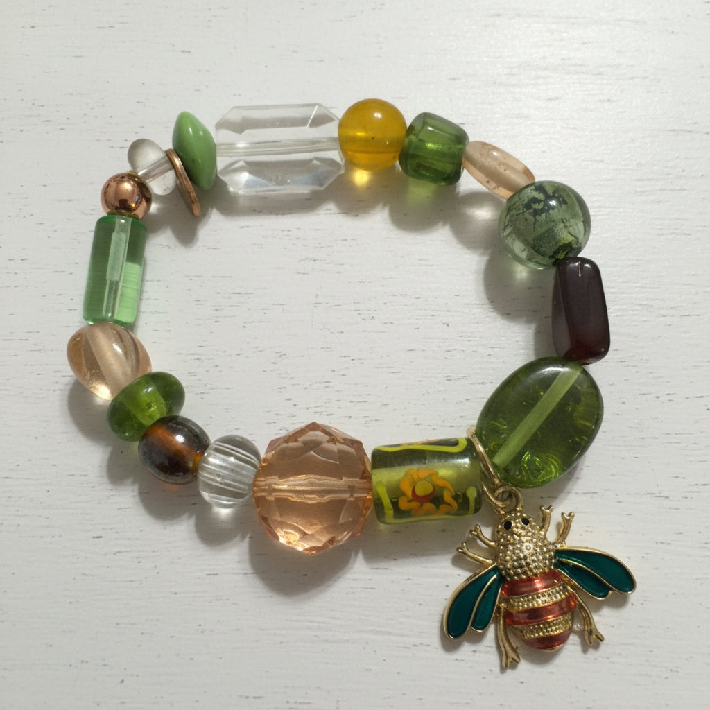 Glass Beaded Stretch Bracelet | Nature - Inspired Elegance Handmade Jewelry - Distinct Designs