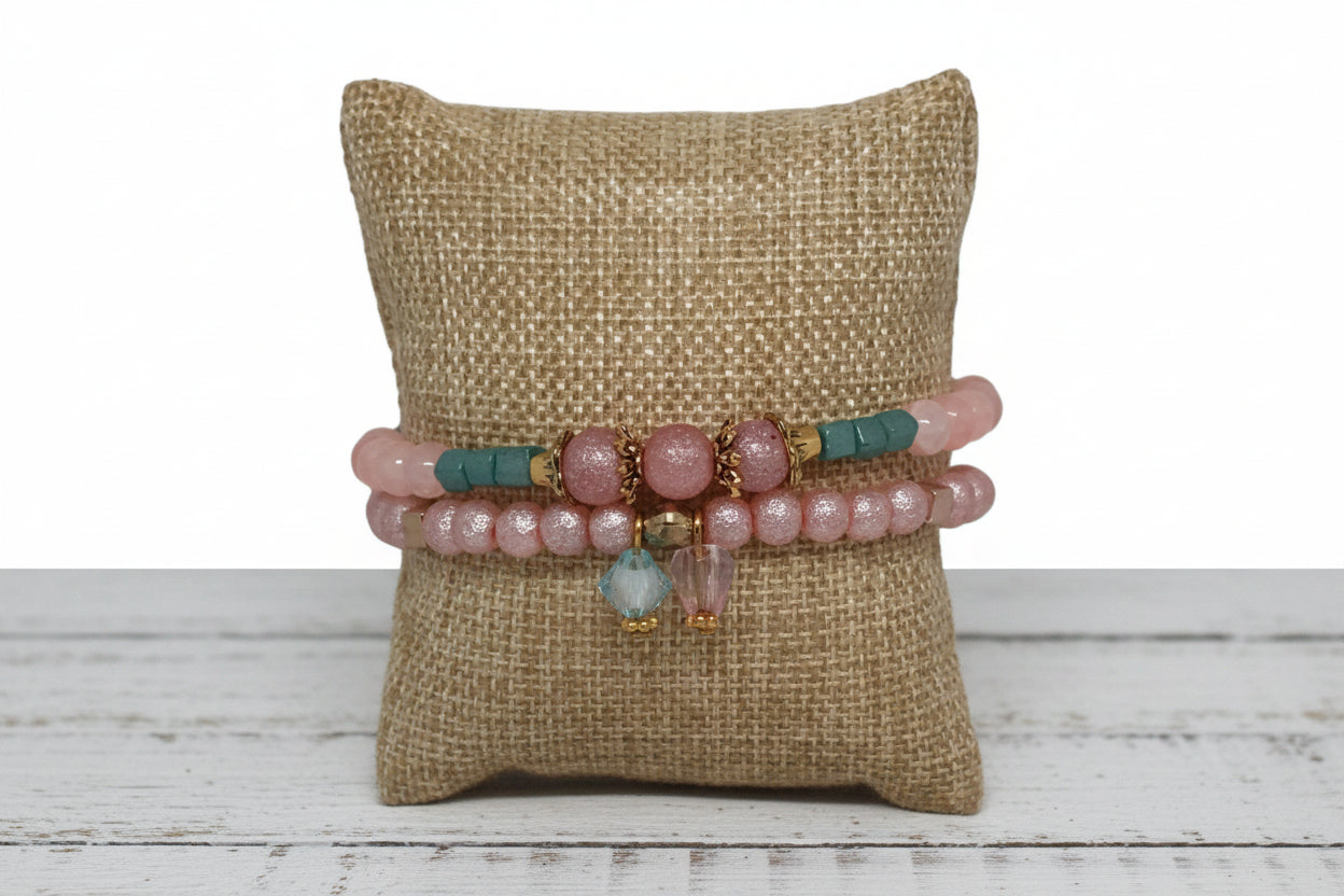 Glass Beads Bracelet Set | Classic Elegance Handmade Jewelry - Distinct Designs
