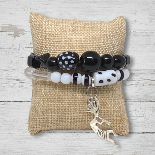 Glass Beads Stretch Bracelet Set | Bold Tribal Boho Handmade Jewelry - Distinct Designs