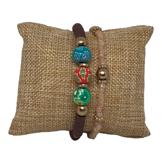 Glass & Clay Beads Bracelet Set |Boho Chic Handmade Jewelry - Distinct Designs