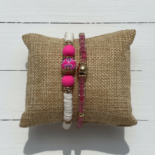 Glass & Heishi Beaded Bracelet Set | Boho Chic Handmade Jewelry - Distinct Designs