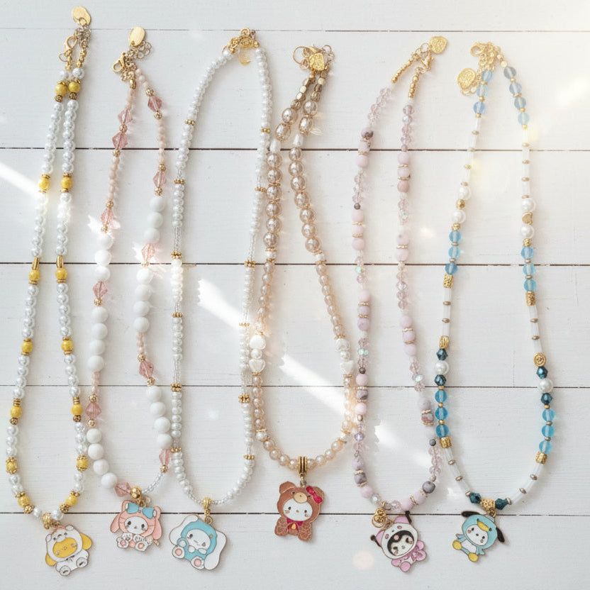 Glass Pearl Beaded Necklace | Handmade Kawaii Jewelry - Distinct Designs