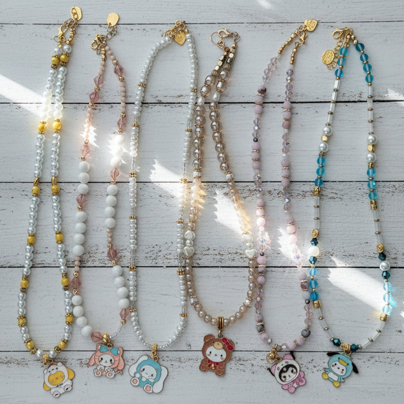 Glass Pearls Beaded Necklace | Handmade Kawaii Jewelry - Distinct Designs