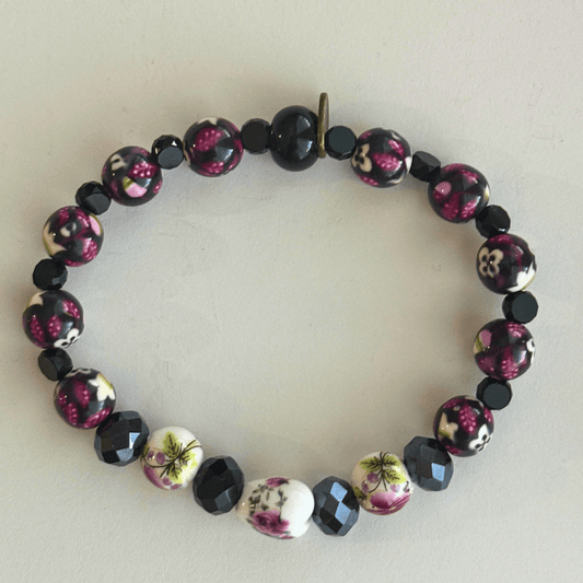 Glass Pearls & Porcelian Heart Bracelet | Porcelain Petals Handmade Jewelry Collection - Distinct Designs