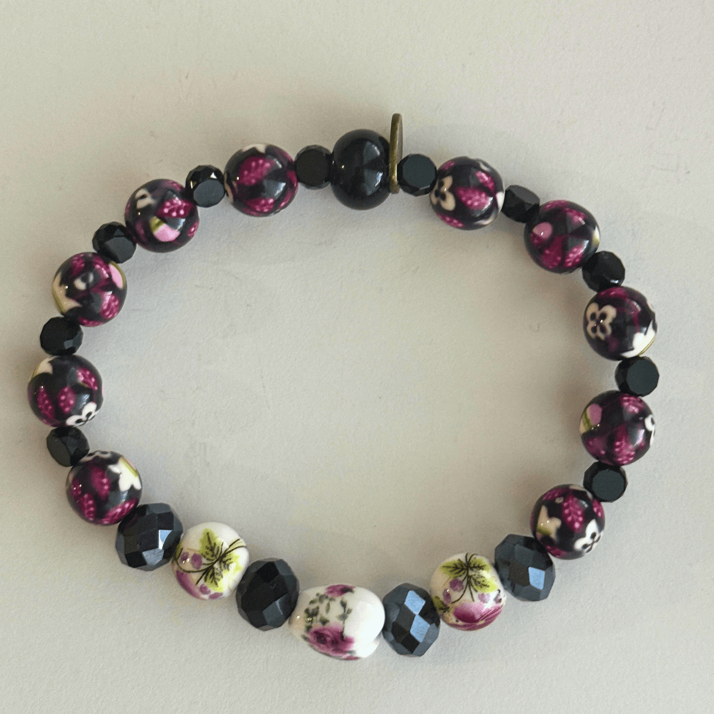 Glass Pearls & Porcelian Heart Bracelet | Porcelain Petals Handmade Jewelry Collection - Distinct Designs