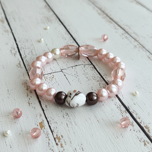 Glass Pearls & Porcelian Heart With A Floral Design | Porcelain Petals Handmade Jewelry Collection - Distinct Designs