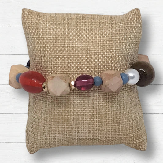 Glass & Wooden Beaded Bracelet | Western Chic Handmade Jewelry - Distinct Designs