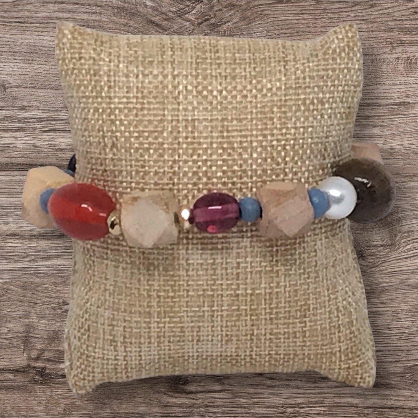 Glass & Wooden Beaded Bracelet | Western Chic Handmade Jewelry - Distinct Designs