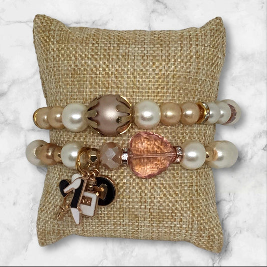 Golden Pearls Classy Bracelet Set - Classy Pearls - Distinct Designs