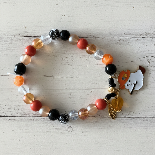 Halloween Glass Beads Stretch Stackable Bracelet | Witchy Glow Handmade Jewelry - Distinct Designs