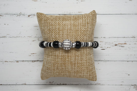 Heishi Beads Black & White Stretch Bracelet | Sport Chic Handmade Jewelry - Distinct Designs