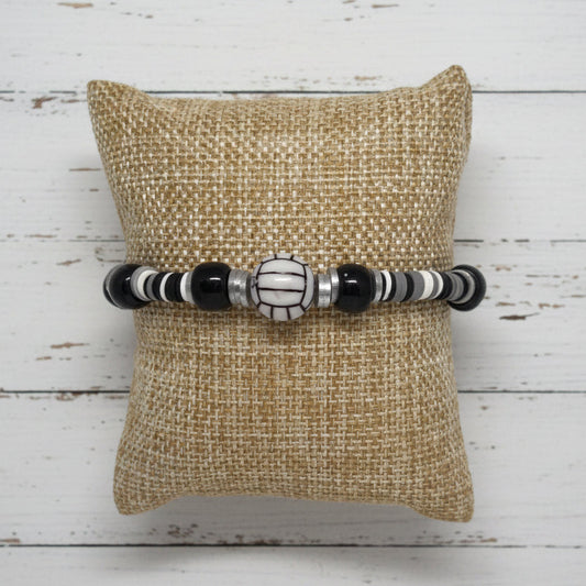 Heishi Beads Black & White Stretch Bracelet | Sport Chic Handmade Jewelry - Distinct Designs