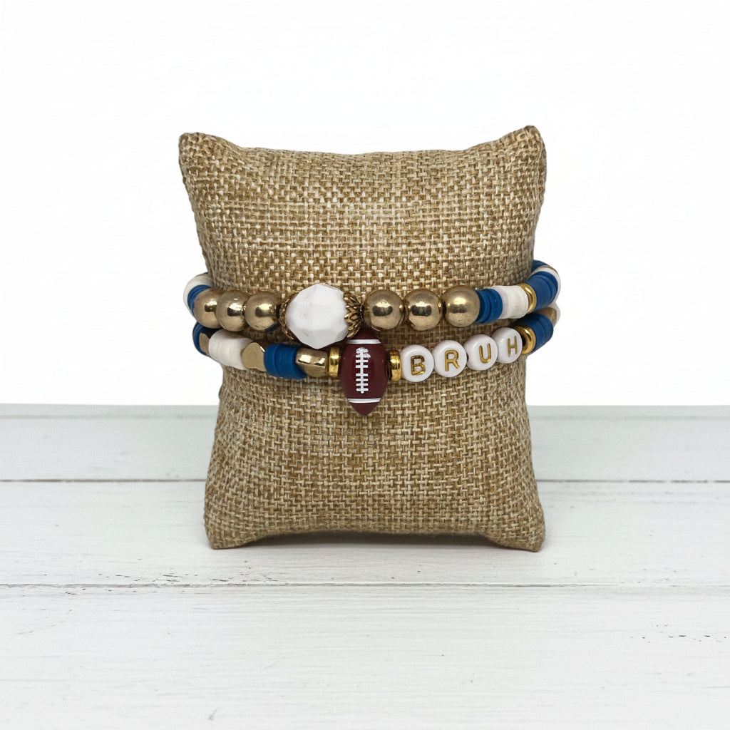 Heishi Beads Football Friendship Bracelet | Sporty Chic Handmade Jewelry - Distinct Designs