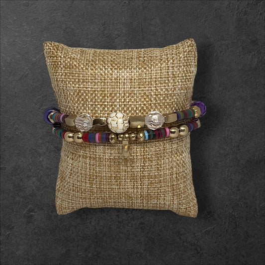Heishi Clay Beads Friendship Bracelet | Sporty Chic Handmade Jewelry - Distinct Designs