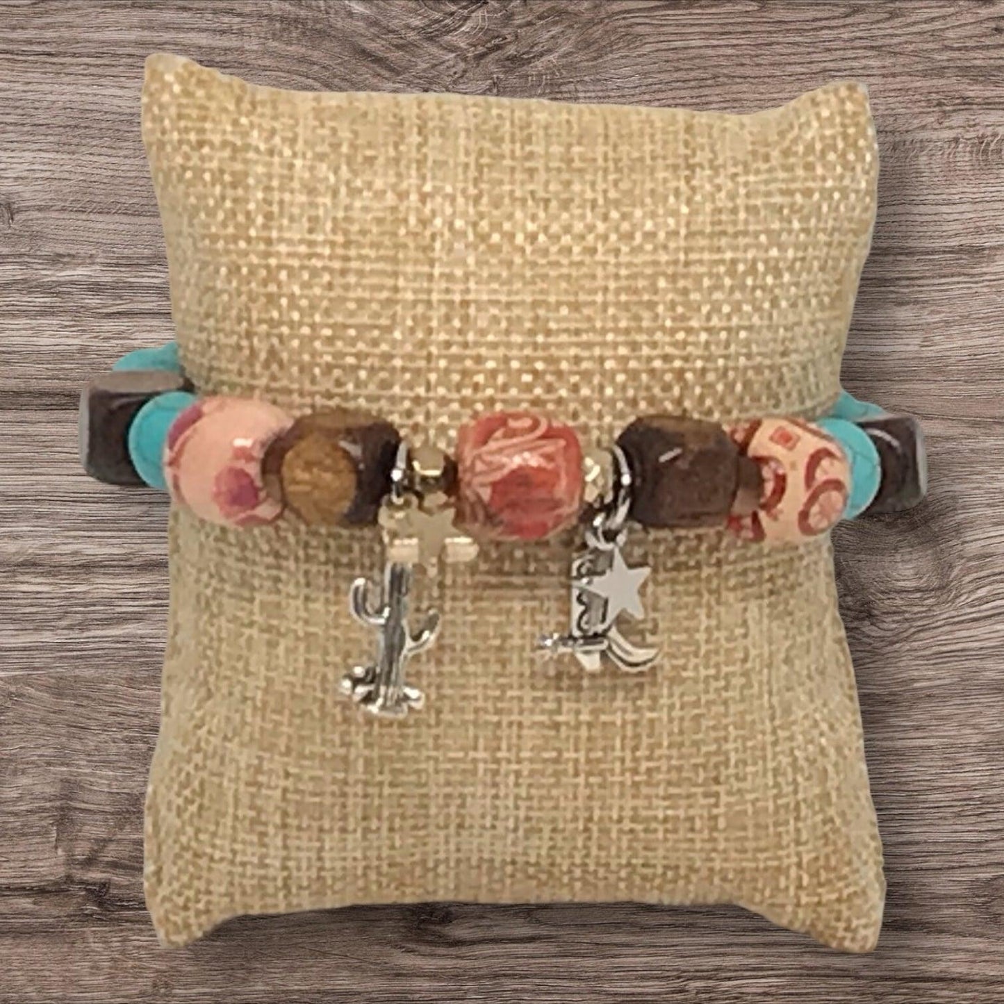 Boots & Spurs | Western Wooden Beads Stretch Bracelet - Distinct Designs