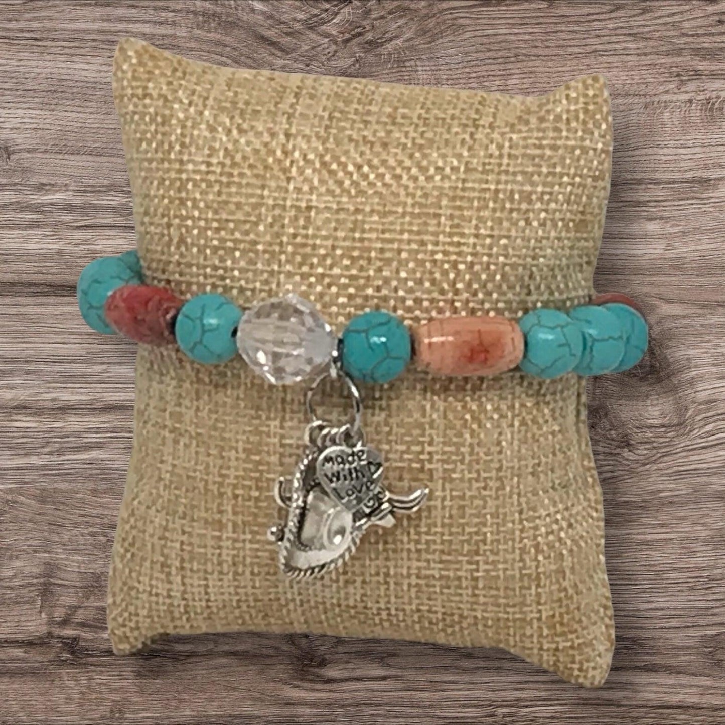 Howdy | Wooden Southwestern Eclectic Stretch Charm Bracelet - Distinct Designs