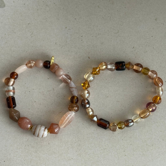 Lampwork Glass Beaded Bracelet Set | Boho Chic Handmade Jewelry - Distinct Designs