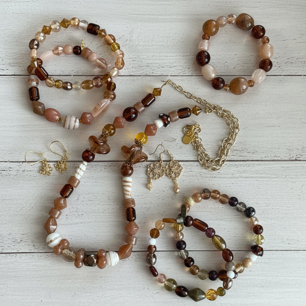 Lampwork Glass Beaded Bracelet Set | Boho Chic Handmade Jewelry - Distinct Designs