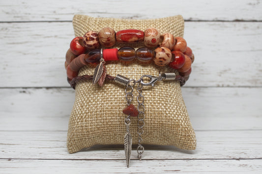 Leather & Wooden Beads Bracelets | Bold Tribal Boho Handmade Jewelry - Distinct Designs