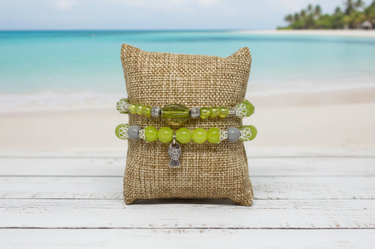 Mixed Media Beaded Bracelet Set | Coastal Landing Handmade Jewelry - Distinct Designs
