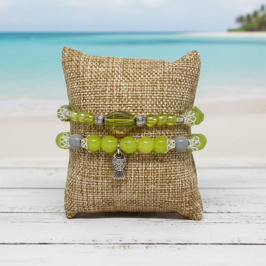 Mixed Media Beaded Bracelet Set | Coastal Landing Handmade Jewelry - Distinct Designs