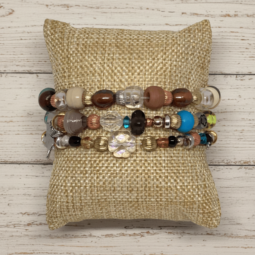 Mixed Media Beaded Bracelet Set | Color Friendship Handmade Jewelry - Distinct Designs