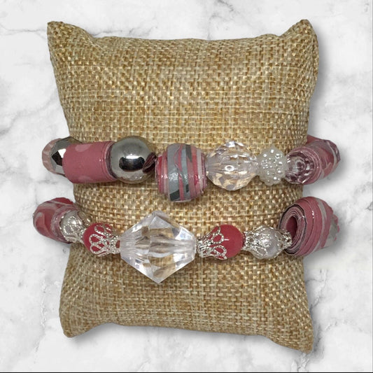 Mixed Media Bracelet Set | Classic Elegance Handmade Jewelry - Distinct Designs