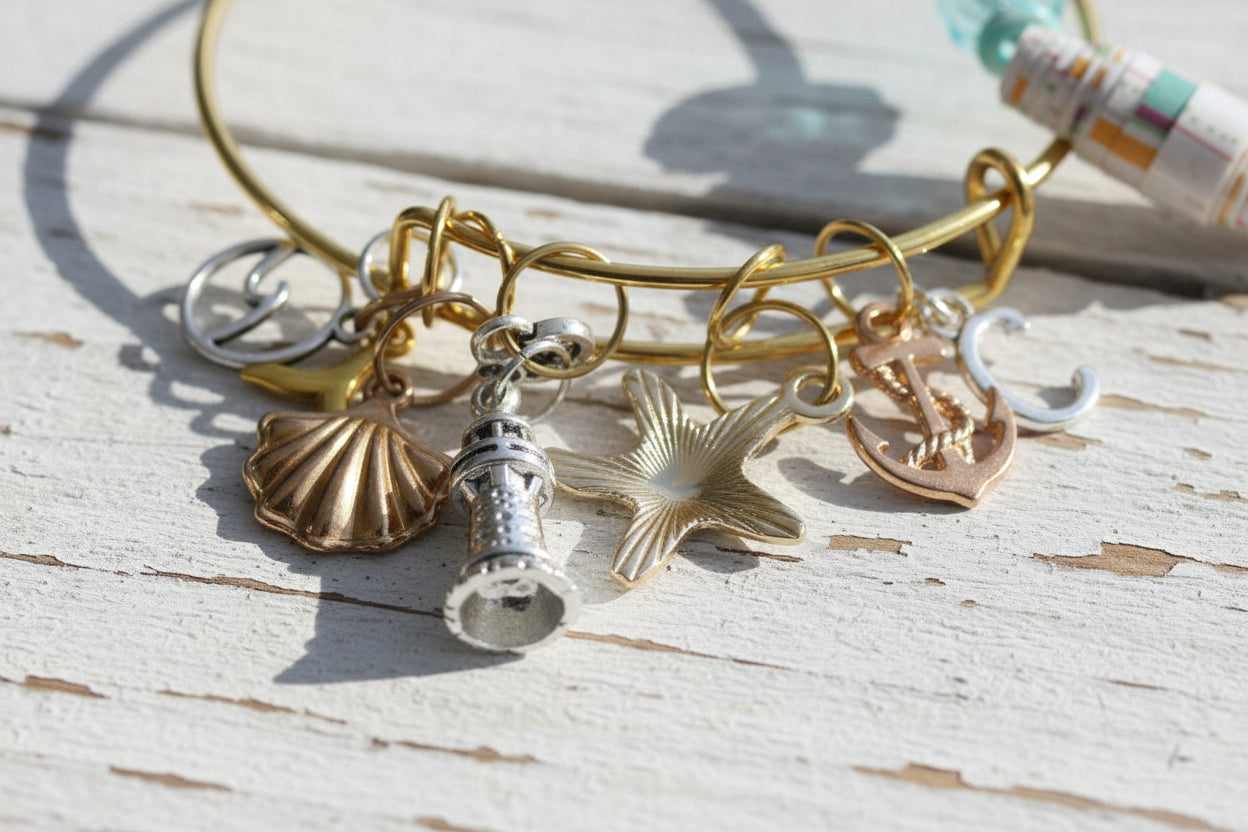 Mixed Media Coastal Stretch Bracelet Set | Island Spirit Handmade Jewelry - Distinct Designs