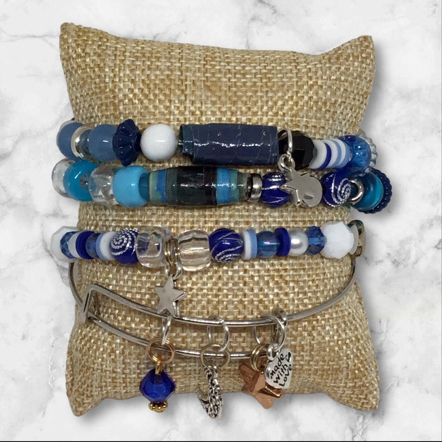 MIxed Media Stretch & Bangle Bracelets | Zodiac Charmed Handmade Jewelry - Distinct Designs