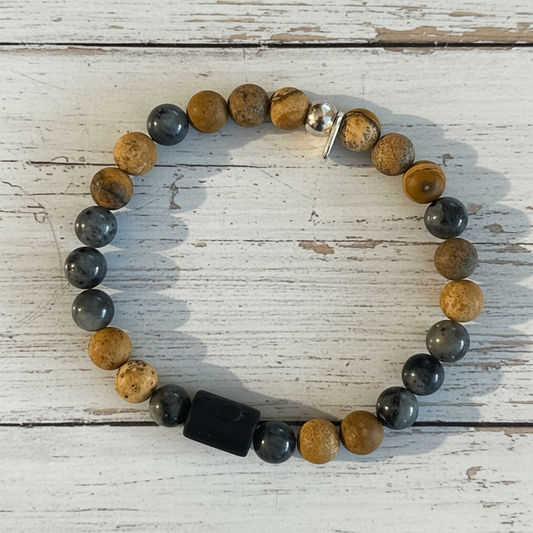 Natural Gemstone Beaded Stretch Bracelet | Celestial Shadows Handmade Jewelry - Distinct Designs