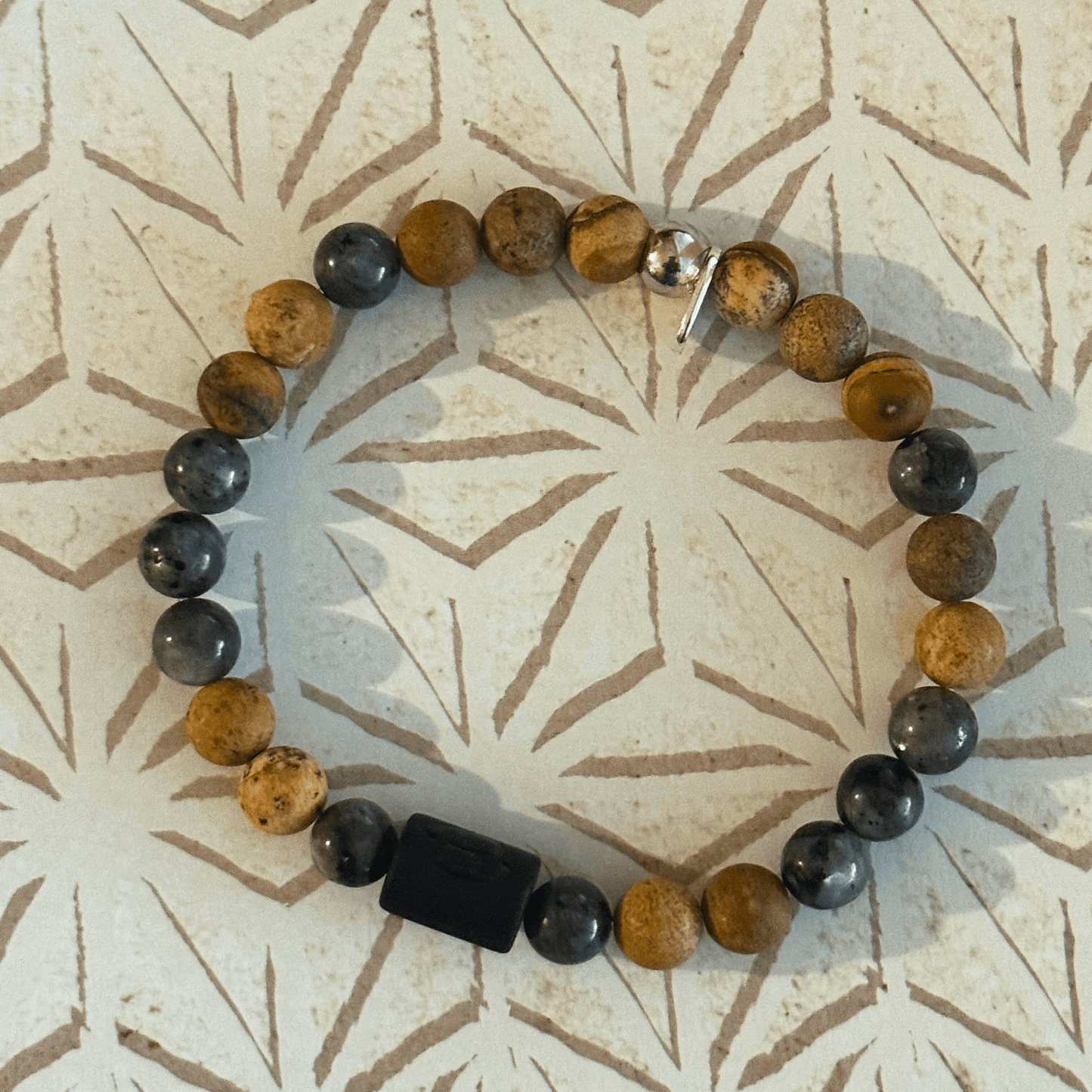 Natural Gemstone Beaded Stretch Bracelet | Celestial Shadows Handmade Jewelry - Distinct Designs