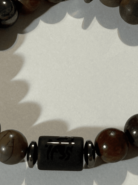 Natural Gemstone Beaded Stretch Bracelet | Celestial Shadows Handmade Jewelry - Distinct Designs