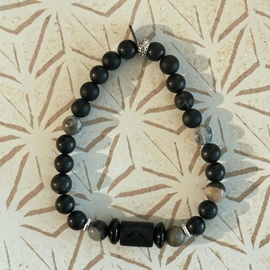 Natural Gemstone Beaded Stretch Bracelet | Celestial Shadows Handmade Jewelry - Distinct Designs