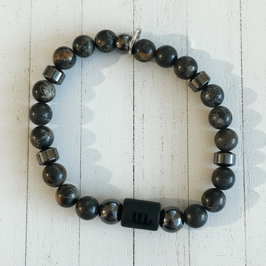 Natural Gemstone Beaded Stretch Bracelet | Celestial Shadows Handmade Jewelry - Distinct Designs