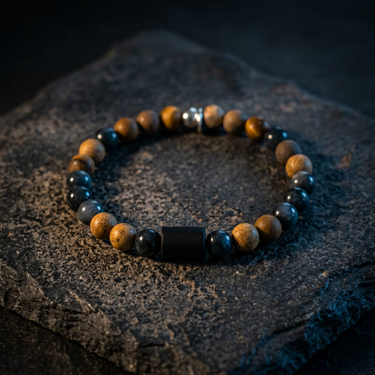 Natural Gemstone Beaded Stretch Bracelet | Celestial Shadows Handmade Jewelry - Distinct Designs