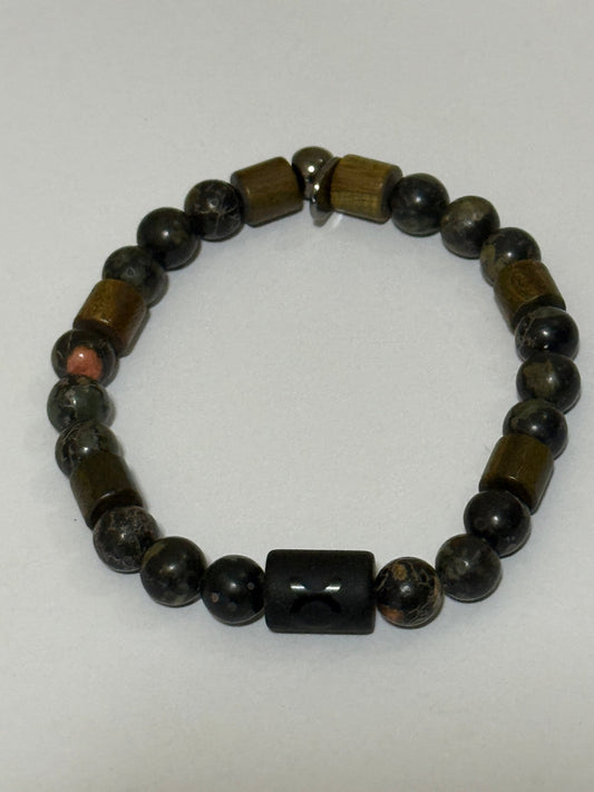 Natural Gemstone Beaded Stretch Bracelet | Celestial Shadows Handmade Jewelry - Distinct Designs