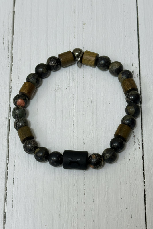 Natural Gemstone Beaded Stretch Bracelet | Celestial Shadows Handmade Jewelry - Distinct Designs