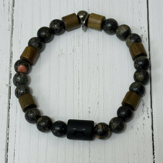 Natural Gemstone Beaded Stretch Bracelet | Celestial Shadows Handmade Jewelry - Distinct Designs