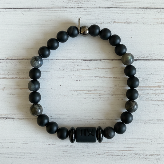 Natural Gemstone Beaded Stretch Bracelet | Celestial Shadows Handmade Jewelry - Distinct Designs