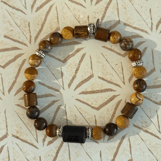 Natural Gemstone Beaded Stretch Bracelet | Celestial Shadows Handmade Jewelry - Distinct Designs