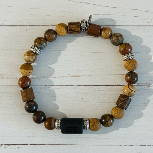 Natural Gemstone Beaded Stretch Bracelet | Celestial Shadows Handmade Jewelry - Distinct Designs