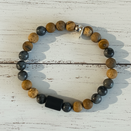 Natural Gemstone Beaded Stretch Bracelet | Celestial Shadows Handmade Jewelry - Distinct Designs