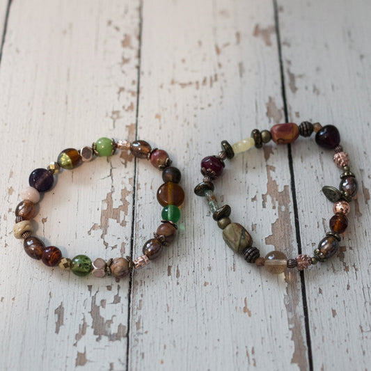 Natural Stone Beaded Stretch Bracelet Set | Nature - Inspired Elegance Handmade Jewelry - Distinct Designs