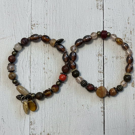 Natural Stones Beaded Bracelet Set | Nature - Inspired Elegance Handmade Jewelry - Distinct Designs