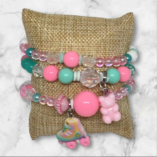 Skateeum | Pastel Beads Unique Roller Skater Stretch Bracelets - Distinct Designs