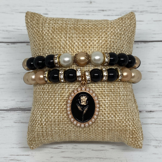 Sconce Gold - Stretch Bracelet Set Classic Glass Pearls - Distinct Designs
