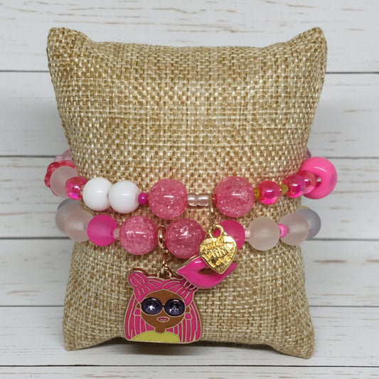 Signature Pink | Whimsical Sparkle Bracelet Set - Distinct Designs