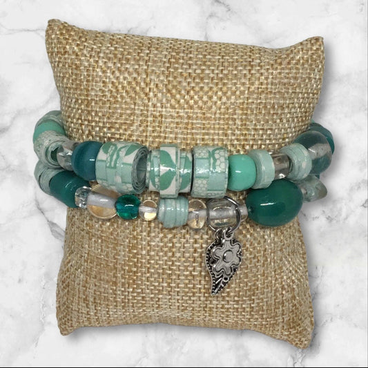 Mixed Greenery | Bracelet Set Handcrafted Paper Beads - Distinct Designs