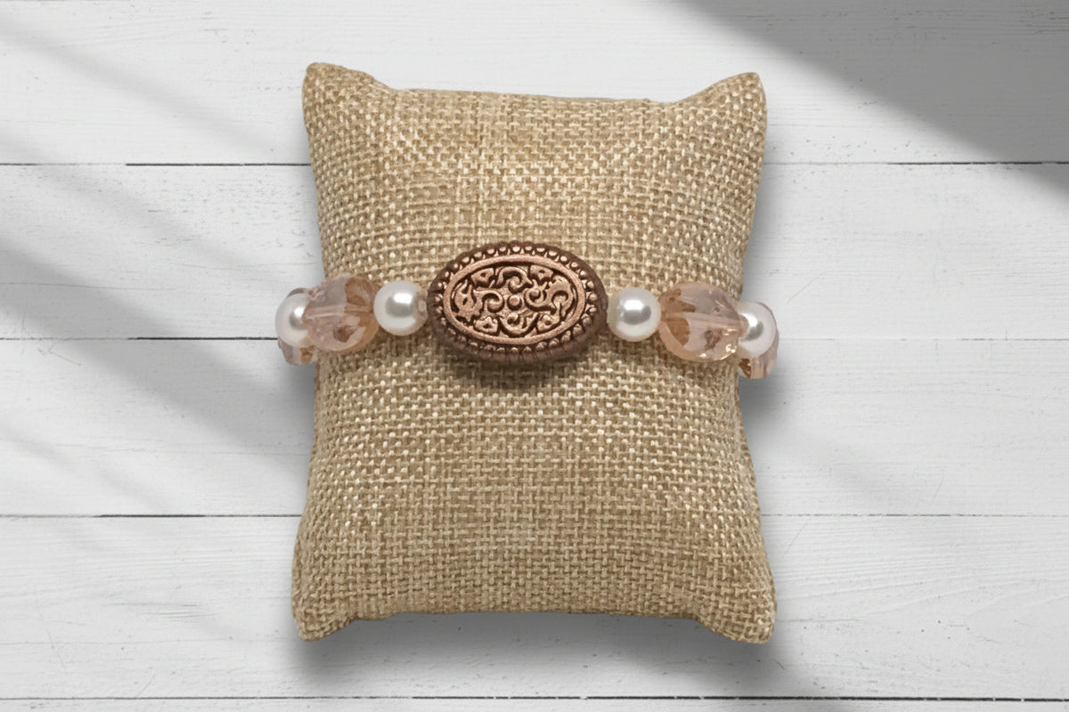 Sparkly Glass Pearl Stretch Bracelet | Classic Elegance Vintage Inspired Handmade Jewelry - Distinct Designs